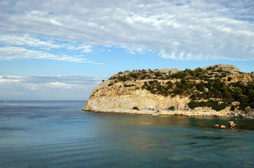 Beautiful Cape in the Mediterranean sea of Rhodes island.