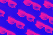 © Юлия Блажук - Sunglasses against blue background neon seamless pattern