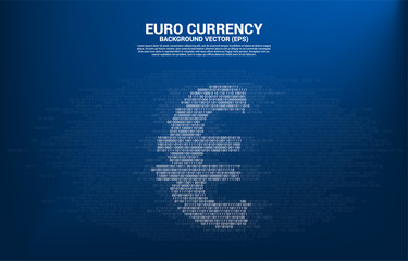 Poster - PrintVector money euro currency with one and zero binary code digit matrix style. Background Concept for electronic money and digital banking