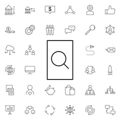 Poster - document search icon. Universal set of business for website design and development, app development
