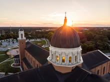 Aerial View Of Cathedral In Raleigh, North Carolina At Sunset