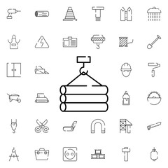 Poster - lifting of pipes icon. Universal set of construction for website design and development, app development