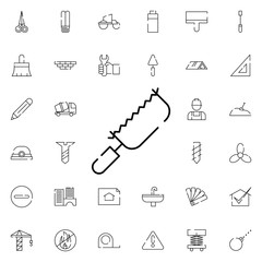 Poster - saw, tool for construction icon. Universal set of construction for website design and development, app development