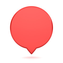 Fototapete - Blank red round speech bubble pin isolated on white background with shadow 3D rendering