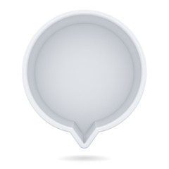 Poster - Blank white round speech bubble pin isolated on white background with shadow 3D rendering