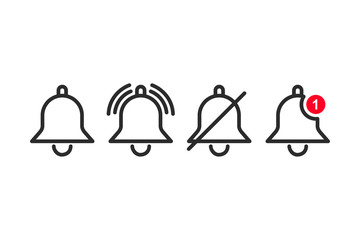 Aufkleber - Message notification bell icon set template black color editable. notification symbol pack vector sign isolated on white background. Simple logo vector illustration for graphic and web design.