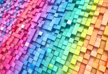 3D Rendering Abstract Background Colorful Cubes Wall