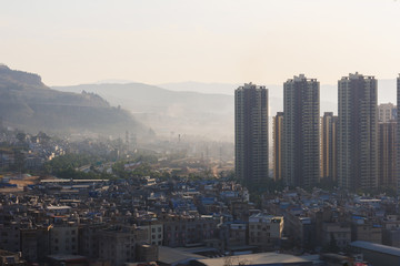 Polluted Chinese ghost town in the morning