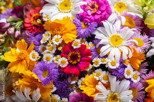 Obraz na PCV bouquet of various summer flowers as background