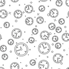 Poster - Black Clock icon isolated seamless pattern on white background. Vector Illustration