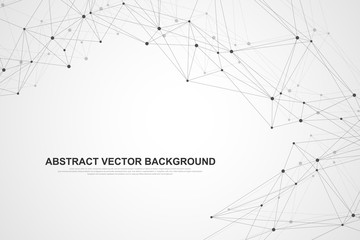 Fototapete - Networking connection concept abstract technology. Global network connections with points and lines. Big data visualization. Futuristic infographic. Vector illustration