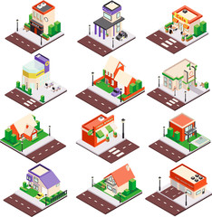 Wall Mural - City Buildings Isometric Set 