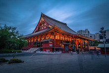 Tokyo - May 20, 2019: Night Shot Of The Sensoji Temple In Asakusa, Tokyo, Japan