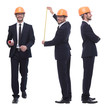 © ASDF - in full growth .successful architect engineer in orange helmet.