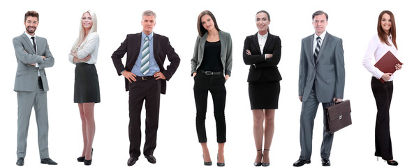 Sticker - group of successful business people standing in a row.