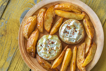 Canvas Print - Baked Camembert cheese with potato