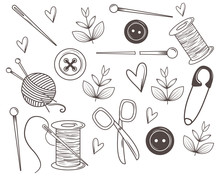Isolated Tailor Shop Icon Set Design