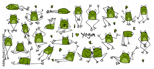 Photographie Funny yoga frog, sketch for your design