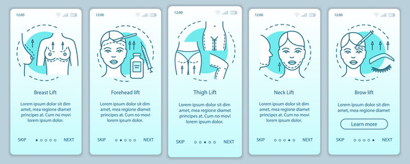 Poster - Surgical lift procedure onboarding mobile app page screen vector template