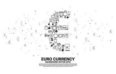 Poster - Vector money euro currency icon from multiple icon. Concept for euro zone digital financial network connection.