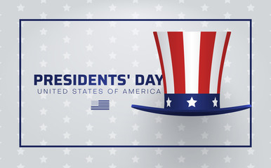 Wall Mural - Presidents Day in USA. White poster with cylinder hat colored in American flag.