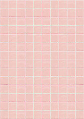 Wall Mural - Pink ceramic square mosaic tiles texture background. Pink bathroom wall tile. Vertical picture.