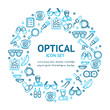 Optical Signs Round Design Template Thin Line Icon Banner Concept. Vector