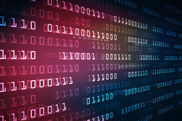 2d illustration abstract digital binary data on computer screen