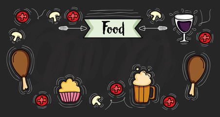 Canvas Print - delicious food frame border icons