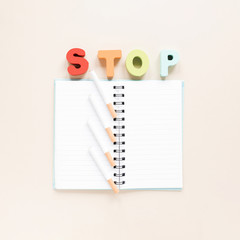 Poster - Top view notebook with colorful word