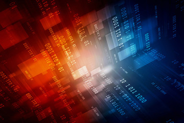 2d illustration abstract digital binary data on computer screen