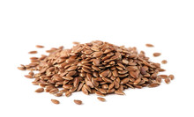 Flax Seed On White Background.