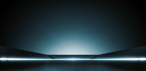 Elegant futuristic light and reflection with grid line background. 3D rendering.