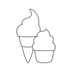 Wall Mural - ice cream in cone with sweet cupcake