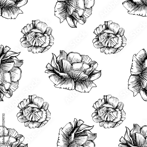 Dekoracja na wymiar  duzy-elegancki-wzor-z-rozami-botaniczna-tekstura-duze-kwiaty