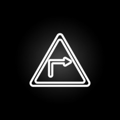 Poster - road sign on the right neon icon. Elements of road sign set. Simple icon for websites, web design, mobile app, info graphics