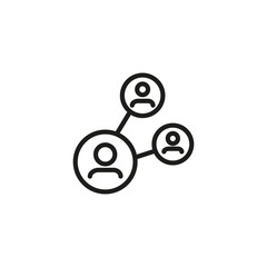 Poster - Networking surfing line icon. Share symbol with people or users inside circles. Social media concept. Vector illustration can be used for topics like internet, communication, community, publishing