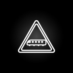 Poster - train sign neon icon. Elements of road sign set. Simple icon for websites, web design, mobile app, info graphics
