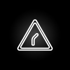 Poster - Dangerous bend neon icon. Elements of road sign set. Simple icon for websites, web design, mobile app, info graphics