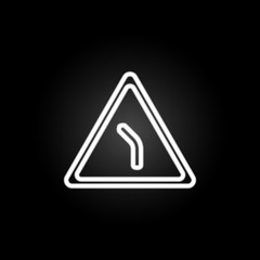 Poster - abrupt turn neon icon. Elements of road sign set. Simple icon for websites, web design, mobile app, info graphics