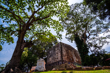 Poster - 2019 May 9th, Malaysia, Melaka - View of Aancient St Paul's Church at the day time.