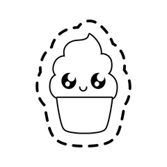 Sticker - patch of delicious cupcake kawaii