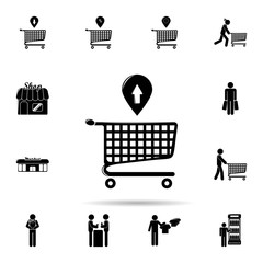 Poster - unloading from a trolley icon. Universal set of shop for website design and development, app development