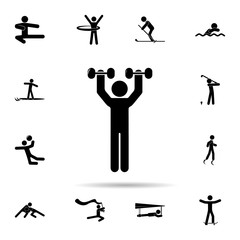 Poster - man with dumbbells icon. Universal set of Sport for website design and development, app development