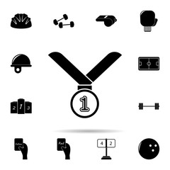 Poster - first place medal icon. Universal set of Sport for website design and development, app development