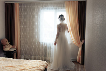 morning of the bride and the preparation of the girl for the wedding