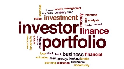 Canvas Print - Investor portfolio animated word cloud. Kinetic typography.