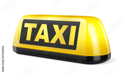 Cuadros en Lienzo Yellow taxi sign isolated on white background