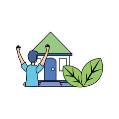 Sticker - Avatar man and eco house design