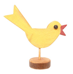 Wall Mural - Wooden bird vintage toy decoration handmade item isolated on white background